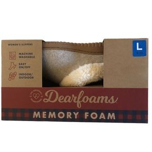 NWT Women’s Oatmeal Heather Dearfoams Memory Foam Clog Slippers